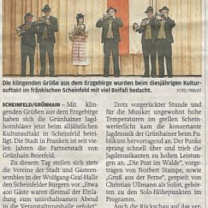 Jagdhornblaeser Scheinfeld 01.2014 Freie Presse.jpg